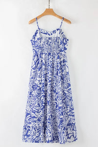 Floral Print Spaghetti Strap High Waist Dress