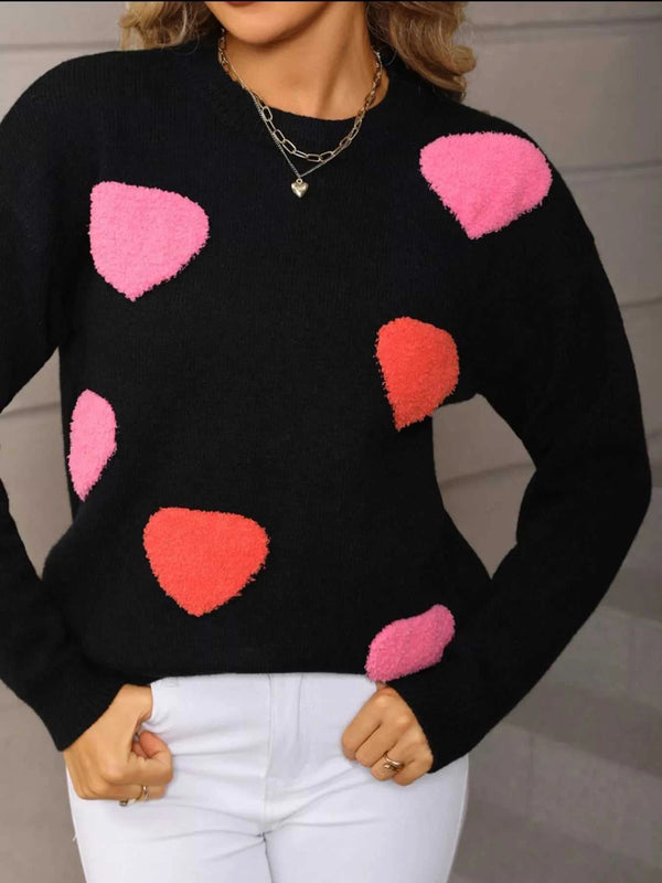 Valentine's Day Heart Pattern Long Sleeve Sweater 100100068468920 49 Affordable Fashion Under $100 Jerry's Apparel 
