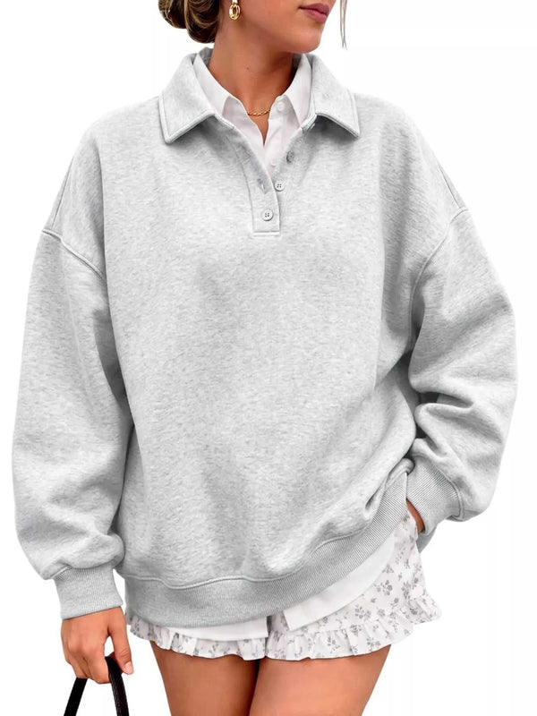 Button Detail Dropped Shoulder Sweatshirt 101001289322714 63 Affordable Fashion Under $100 Jerry's Apparel 