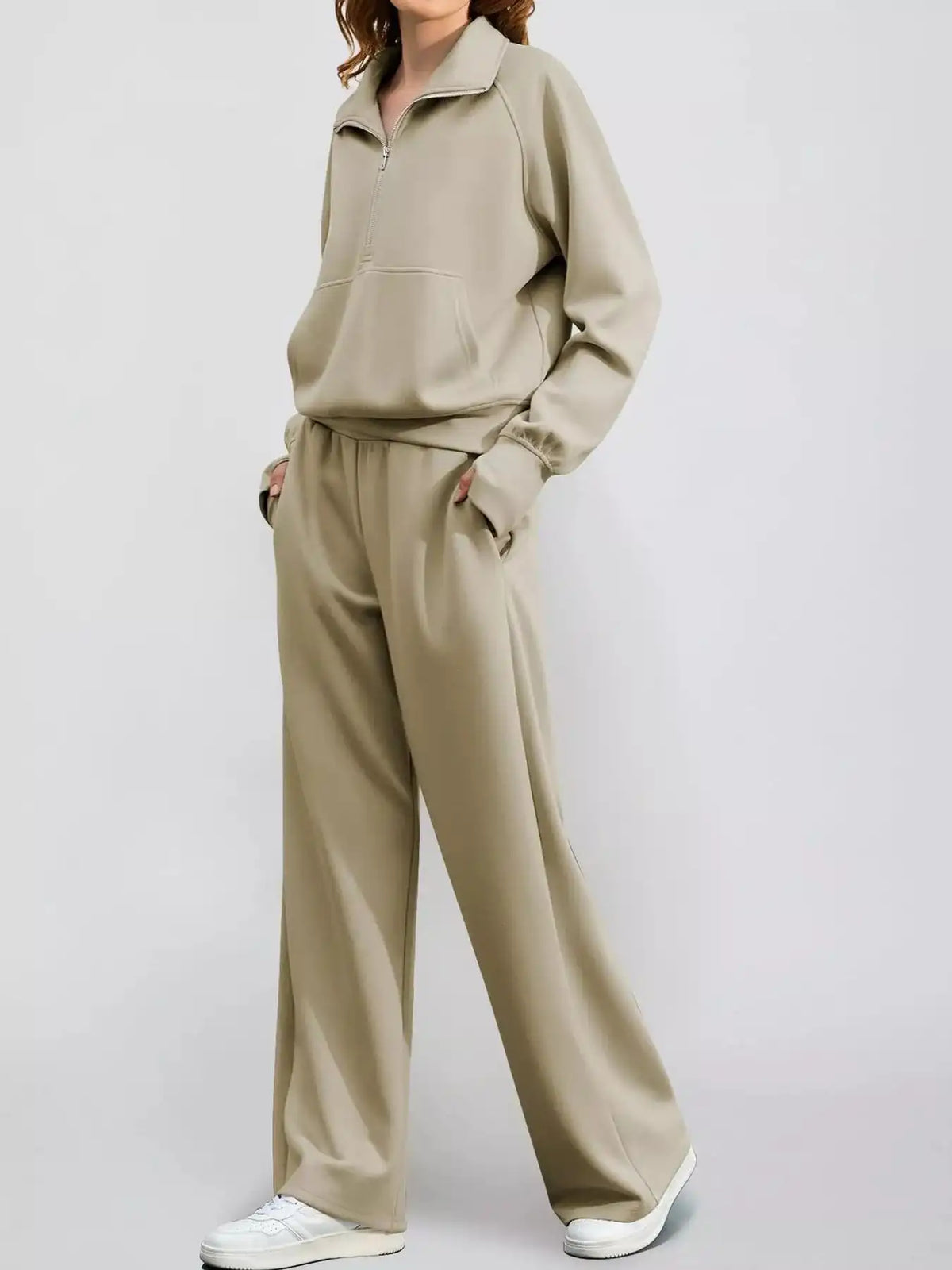 Half-Zip Sweatshirt and Wide-Leg Pants Set 101001840100593 40 Gifts for Her Jerry's Apparel 