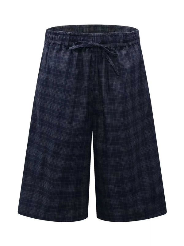 Men's Plaid Wide-Leg Drawstring Shorts 100400977962319 105 Gifts for Him Jerry's Apparel 