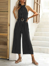 Polka Dot Halter Neck Wide Leg Jumpsuit 100100526983113 42 Affordable Fashion Under $100 Jerry's Apparel 