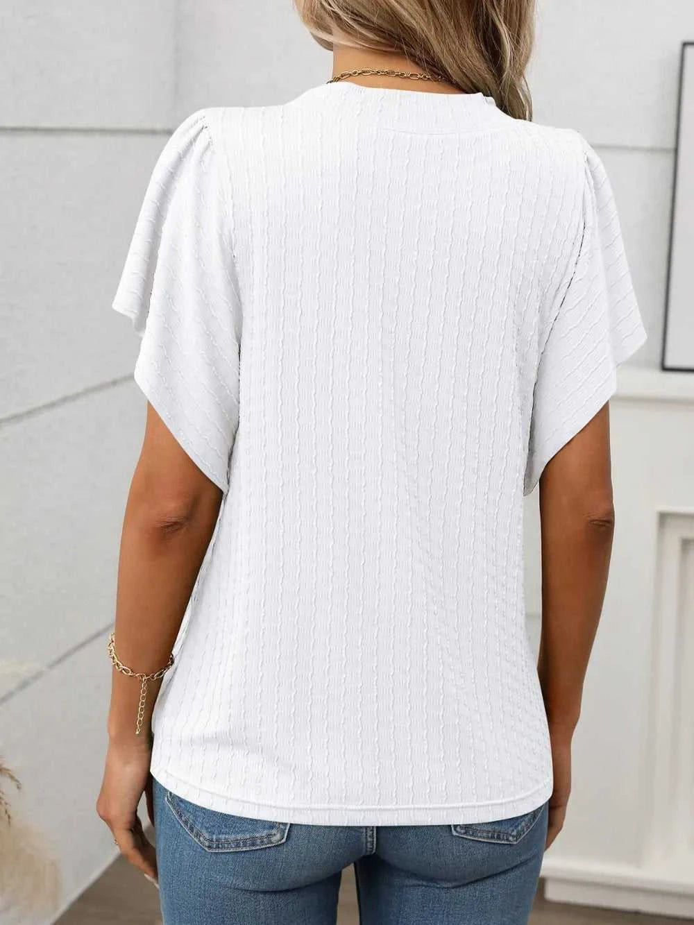 Round Neck Flutter Sleeve T-Shirt 100100468281947 23 Affordable Fashion Under $100 Jerry's Apparel 