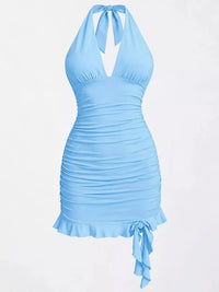 Ruched Halter Neck Bodycon Mini Dress 101001241020171 35 Gifts for Her Jerry's Apparel 