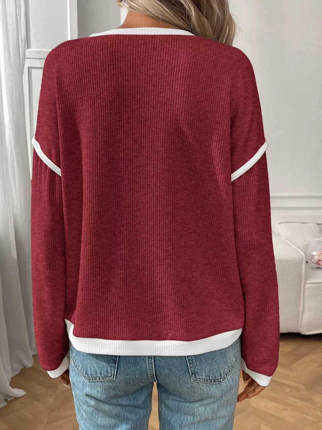 Ribbed Knit Contrast Trim Sweater 100100032701989 29 Affordable Fashion Under $100 Jerry's Apparel 