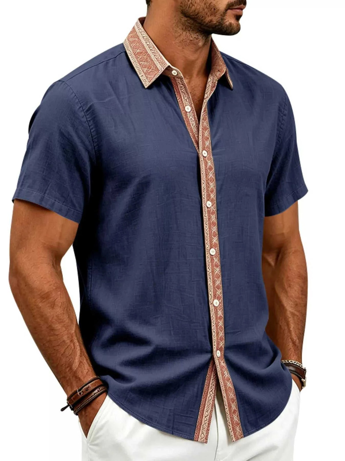 Men's Full Size Casual Short Sleeve Linen Shirt Plus Size 104001576183834 29 Affordable Fashion Under $100 Jerry's Apparel 