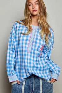 POL Gingham Embroidered Palm Tree Blouse 100100319081062 50 Affordable Fashion Under $100 Jerry's Apparel 