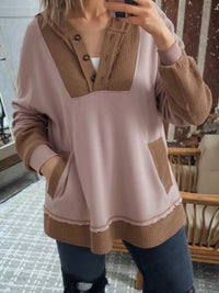 Oversize Waffle Patchwork Exposed Seam Casual Hoodie 100100932078895 56 Affordable Fashion Under $100 Jerry's Apparel 