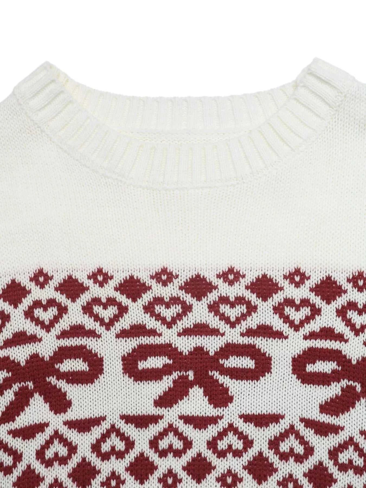Bow Pattern Long Sleeve Christmas Sweater 101002024148345 51 Affordable Fashion Under $100 Jerry's Apparel 