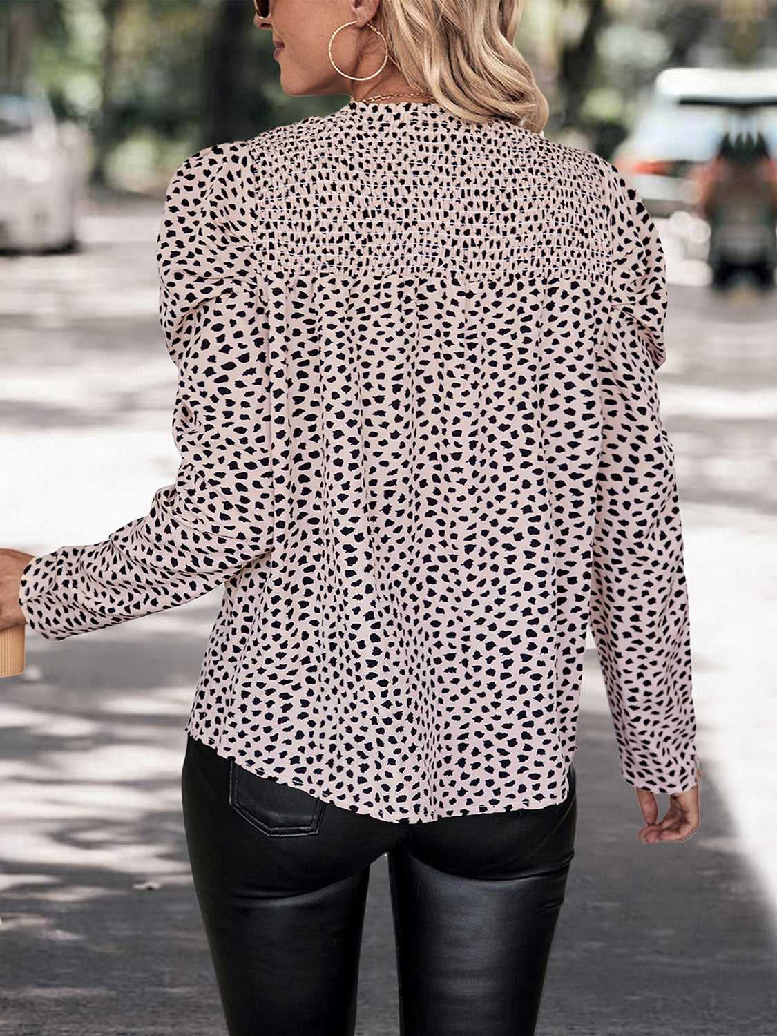 Perfee Printed Round Neck Puff Sleeve Blouse 100101067544830 30 Affordable Fashion Under $100 Jerry's Apparel 