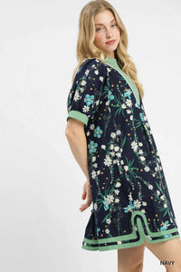 Umgee Floral Puff Sleeve Dress with Contrast Trim 100100245731554 62 Affordable Fashion Under $100 Jerry's Apparel 