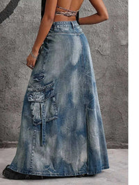 High-Waisted Denim Maxi Skirt with Zipper Slit 101003163311777 55 Affordable Fashion Under $100 Jerry's Apparel 