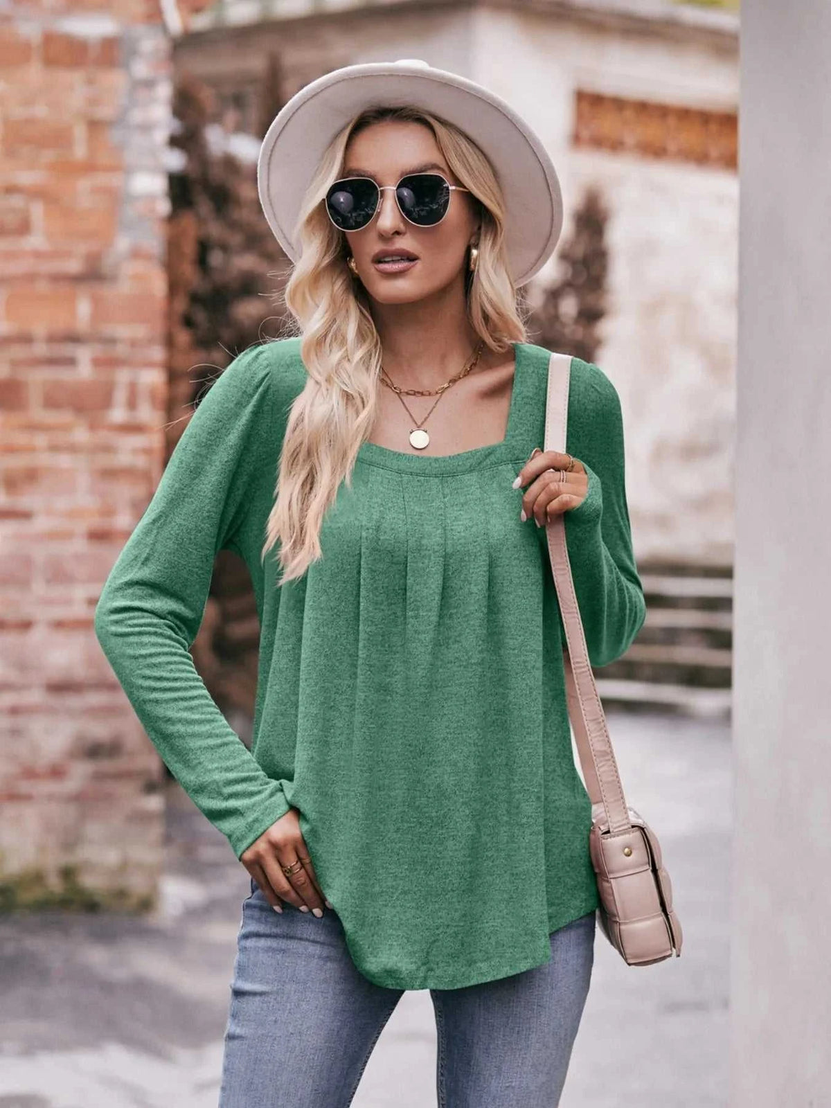 Square Neck Long Sleeve T-Shirt 100100618971989 31 Affordable Fashion Under $100 Jerry's Apparel 