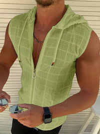 Men's Full Size Zip Up Sleeveless Hooded Top Plus Size