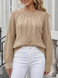 Cable-Knit Round Neck Sweater 101002284962513 34 Affordable Fashion Under $100 Jerry's Apparel 