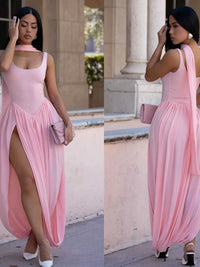 Scoop Neck Slit Maxi Dress 100100100838722 52 Affordable Fashion Under $100 Jerry's Apparel 