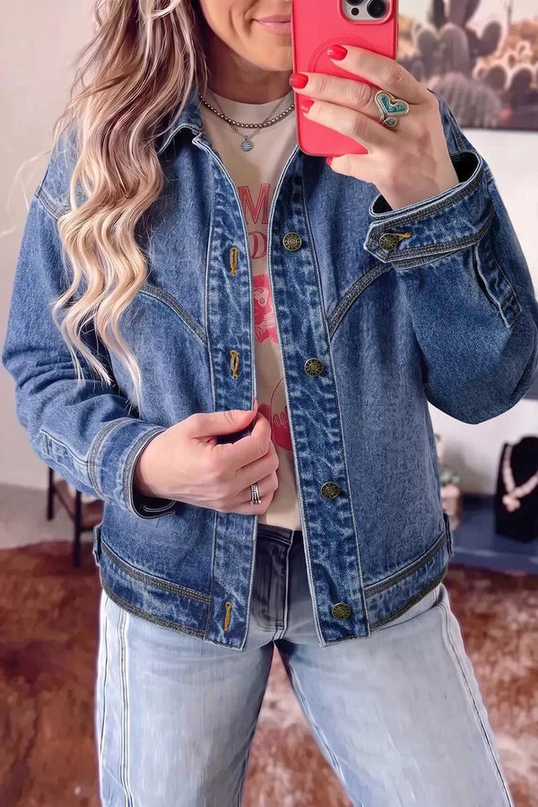 Button Up Dropped Shoulder Denim Jacket 101003641281847 94 Affordable Fashion Under $100 Jerry's Apparel 