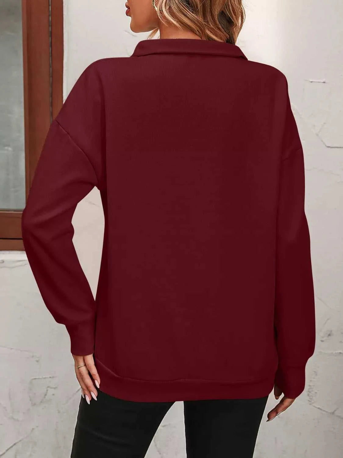 Quarter Zip Dropped Shoulder Sweatshirt 100100362581547 41 Affordable Fashion Under $100 Jerry's Apparel 