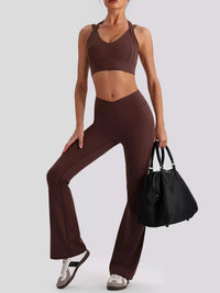Seamless Criss-Cross V-Neck Tank and Leggings Active Set 101006885753799 113 Comfortable Weekend Sets Jerry's Apparel 