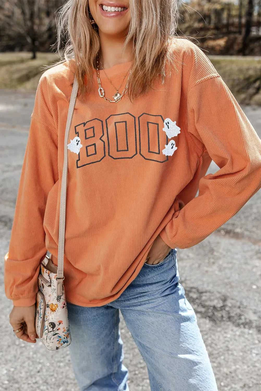 BOO Round Neck Long Sleeve Sweatshirt 100100076801036 43 Affordable Fashion Under $100 Jerry's Apparel 