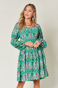 Full Size Printed Long Sleeve Dress