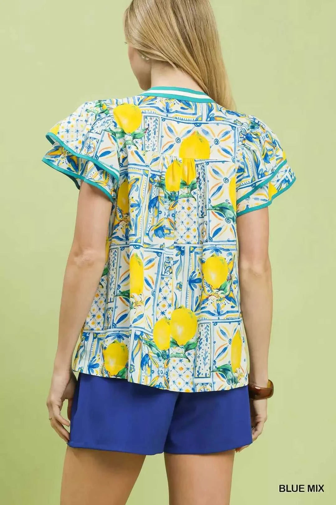 Umgee Abstract Print Flutter Sleeve Blouse 100100226461208 49 Affordable Fashion Under $100 Jerry's Apparel 