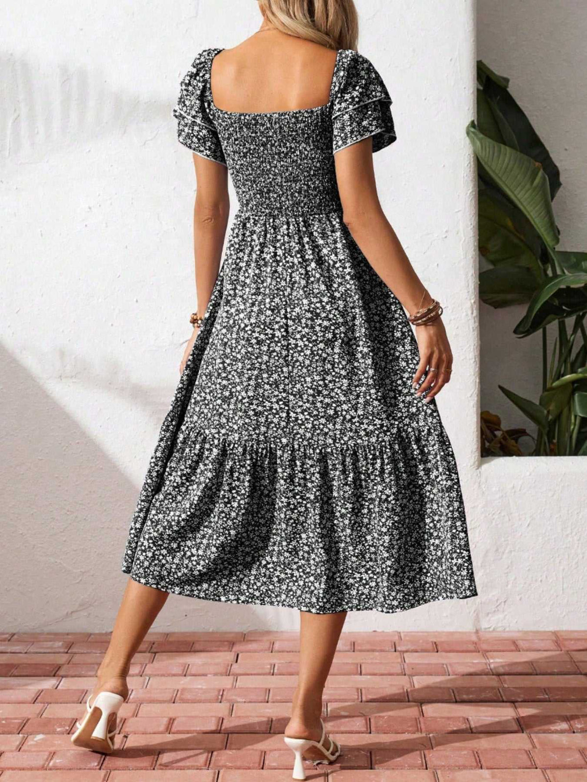 Floral Print Smocked Ruffle Sleeves Dress 100100039252836 42 Affordable Fashion Under $100 Jerry's Apparel 
