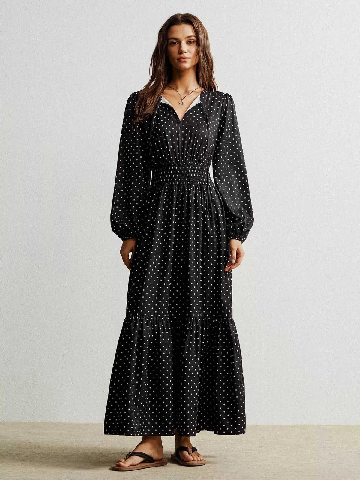 Polka Dot Long Sleeve Maxi Dress 100100228731995 49 Gifts for Her Jerry's Apparel 