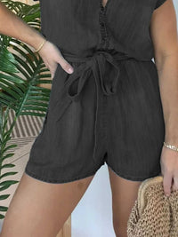 Full Size Tie Waist Cap Sleeve Romper Plus Size 100100206780989 60 Affordable Fashion Under $100 Jerry's Apparel 