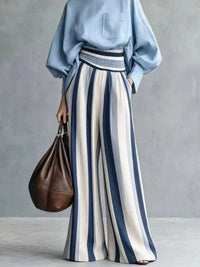 Full Size Mock Neck Top and Striped Wide-Leg Pants Set Plus Size 101001535665890 65 Gifts for Her Jerry's Apparel 