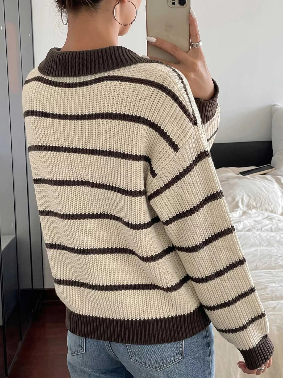 Striped Knit Polo Sweater 100100473191463 39 Affordable Fashion Under $100 Jerry's Apparel 