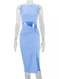 Sleeveless Cut-Out Ruched High-Slit Bodycon Dress 101001792800742 33 Gifts for Her Jerry's Apparel 