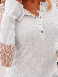 Sheer Lace Long Sleeve Slim Henley Top 100100913618351 35 Affordable Fashion Under $100 Jerry's Apparel 