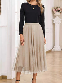 Tulle Mesh Overlay Flared Midi Skirt 100100431711620 39 Gifts for Her Jerry's Apparel 