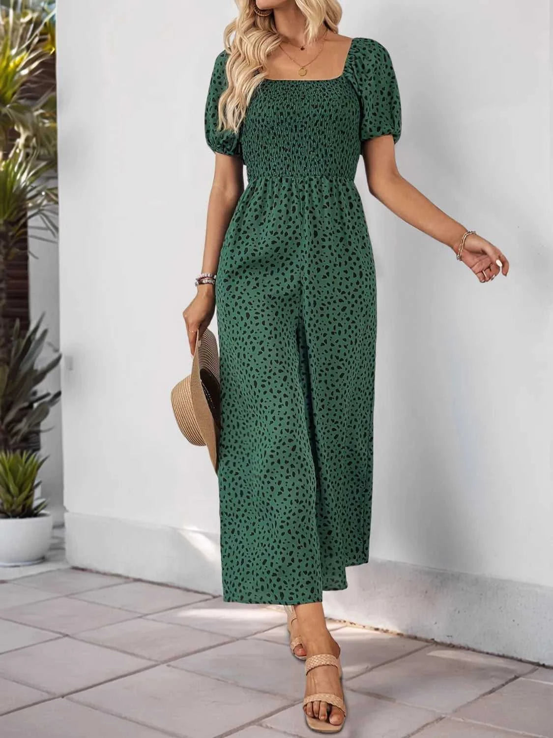 Printed Square Neck Puff Sleeve Jumpsuit 100100346581755 31 Affordable Fashion Under $100 Jerry's Apparel 