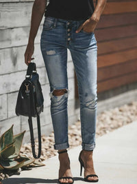Distressed Button-Fly Skinny Jeans 100100937017590 43 Affordable Fashion Under $100 Jerry's Apparel 