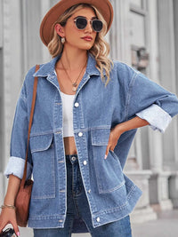 Button Up Long Sleeve Denim Jacket 100100658147198 64 Affordable Fashion Under $100 Jerry's Apparel 
