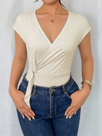 Surplice Cap Sleeve Bodysuit 100100560002408 27 Affordable Fashion Under $100 Jerry's Apparel 