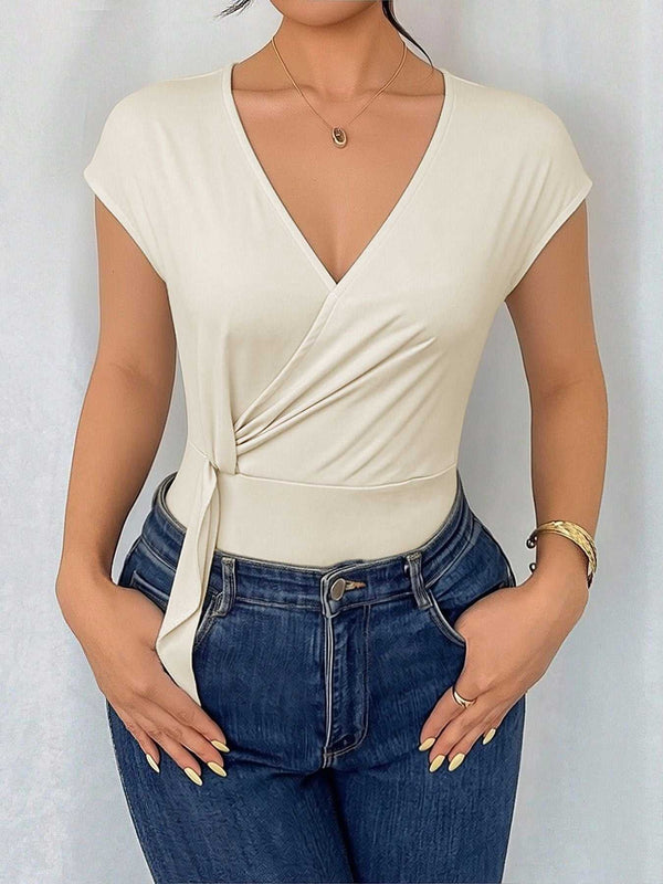 Surplice Cap Sleeve Bodysuit 100100560002408 27 Affordable Fashion Under $100 Jerry's Apparel 
