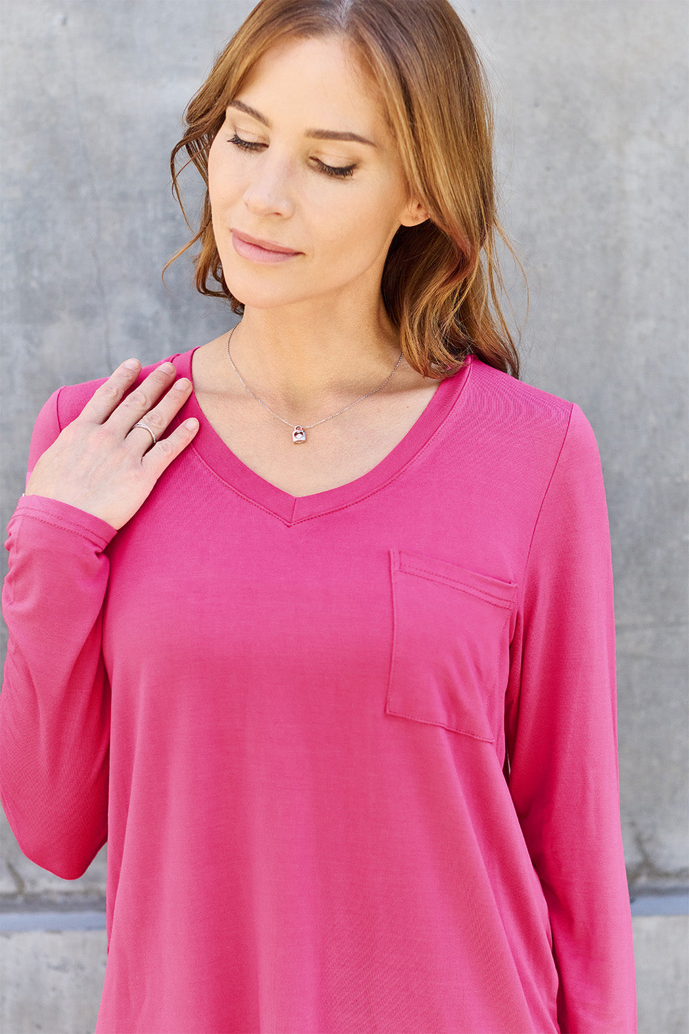 Full Size V-Neck Long Sleeve Top