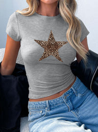 Devine Star Round Neck Short Sleeve T-Shirt