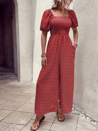 Printed Square Neck Puff Sleeve Jumpsuit 100100619721006 31 Affordable Fashion Under $100 Jerry's Apparel 
