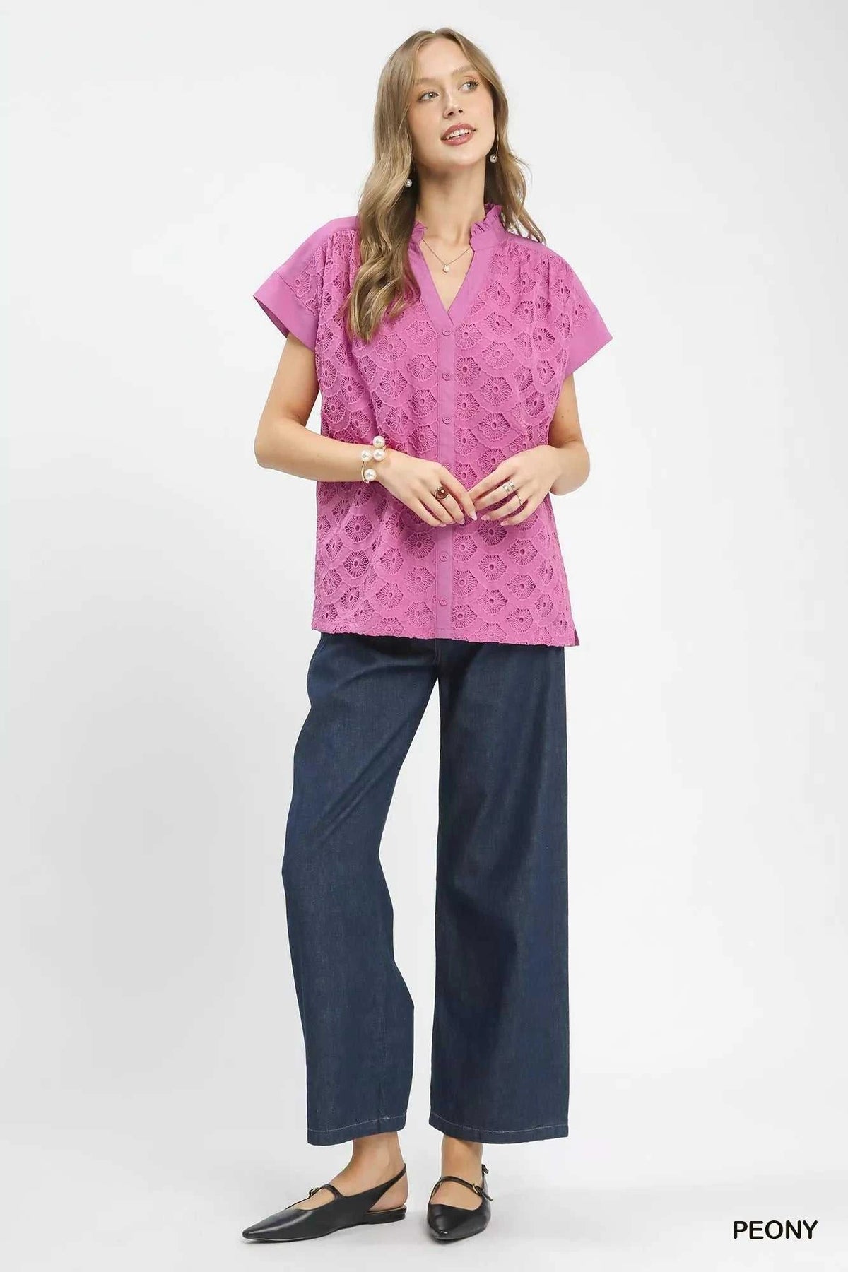 Umgee Lace Button-Front Top 100100324171200 55 Affordable Fashion Under $100 Jerry's Apparel 