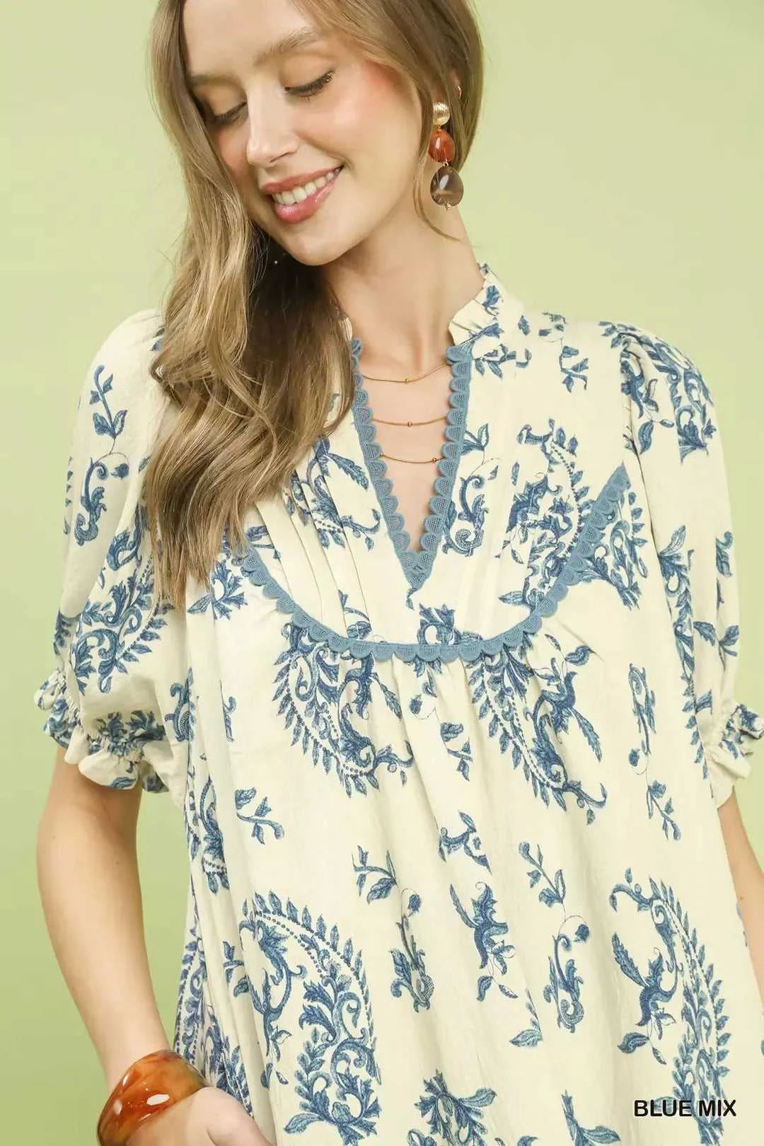 Umgee Mix Paisley Scallop Trim Dress 100100865561978 55 Affordable Fashion Under $100 Jerry's Apparel 
