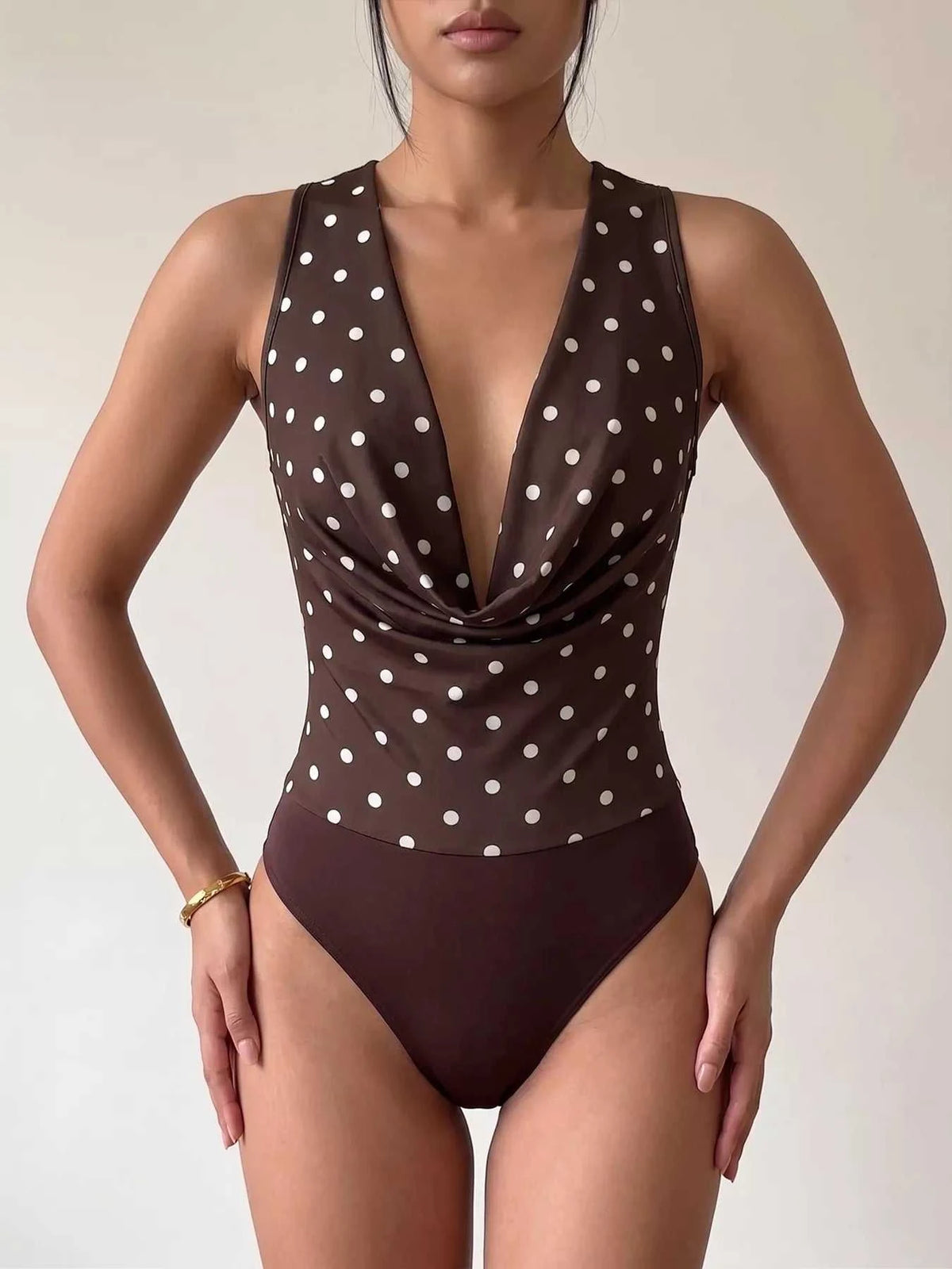 Polka Dot Cowl Neck Bodysuit 100100191422082 27 Affordable Fashion Under $100 Jerry's Apparel 