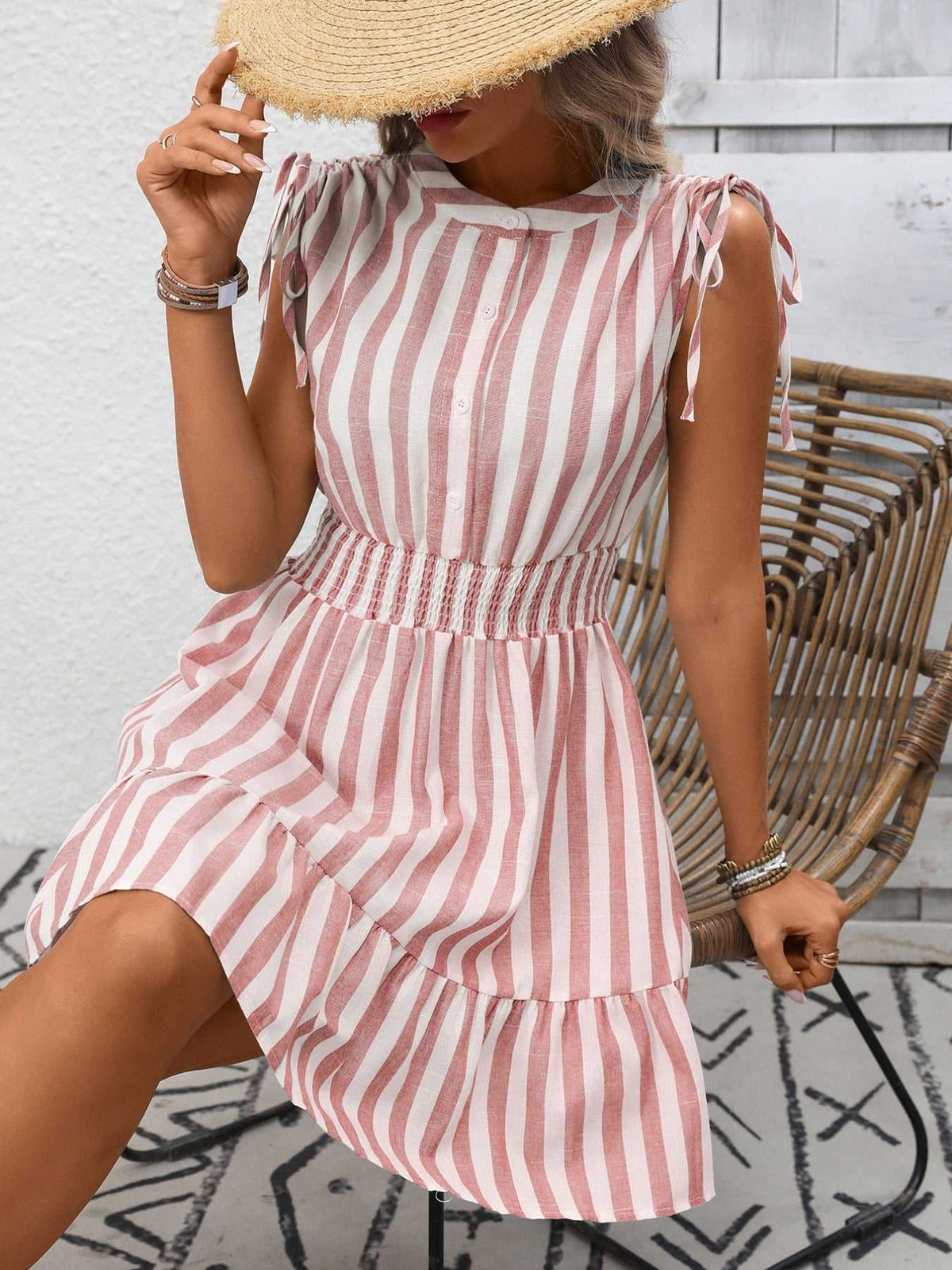 Striped Ruffle Hem Summer Dress 100100817311955 33 Affordable Fashion Under $100 Jerry's Apparel 