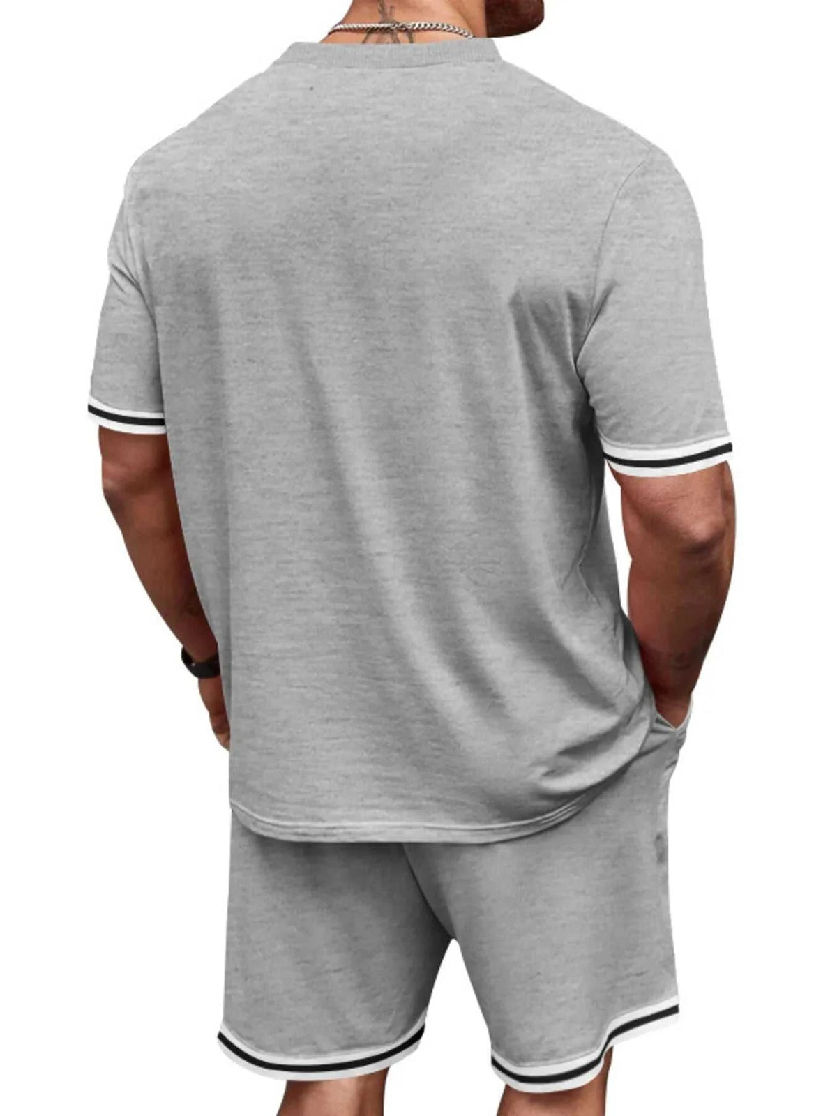 Men's Full Size Striped Short Sleeve Tee and Shorts Set Plus Size 100400468478831 33 Affordable Fashion Under $100 Jerry's Apparel 