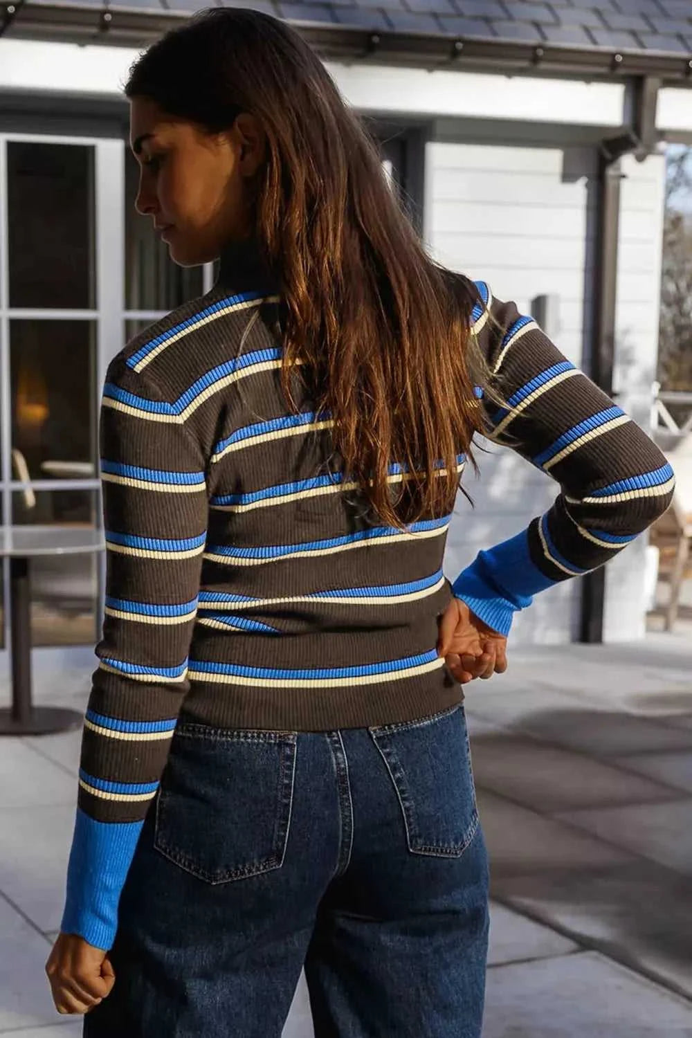 Ribbed Knit Contrast Cuff Henley Button Sweater 101002490031280 45 Affordable Fashion Under $100 Jerry's Apparel 