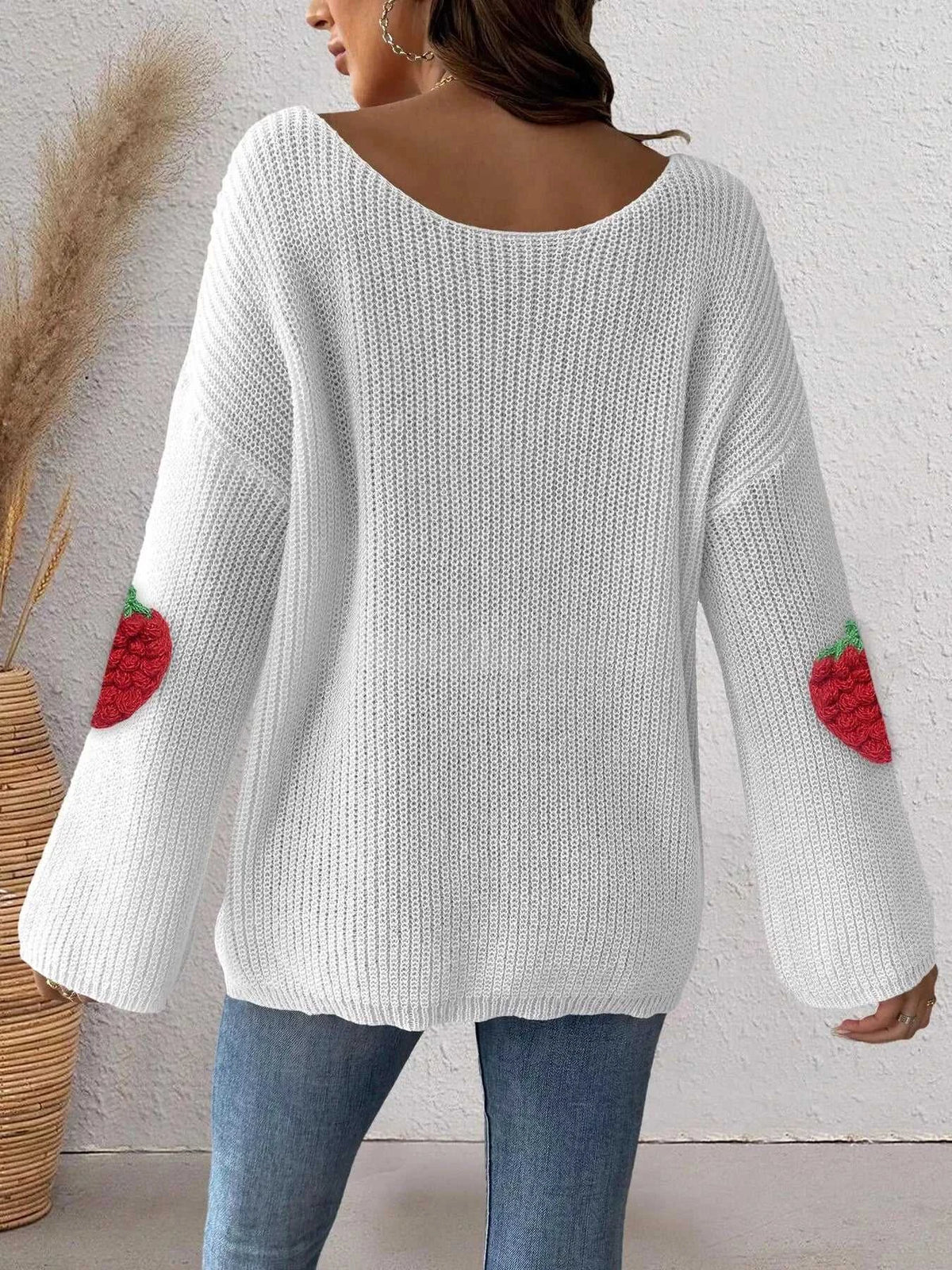 Strawberry Applique Oversized Sweater 101002944514652 38 Affordable Fashion Under $100 Jerry's Apparel 