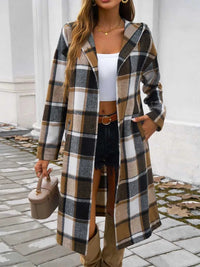 Devine Plaid Long Sleeve Hooded Coat 100100235621127 45 Affordable Fashion Under $100 Jerry's Apparel 